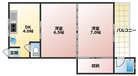松井マンション2号棟(2DK/2階)の間取り写真