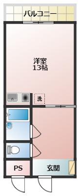 ヤマセンビル(ワンルーム/2階)の間取り写真