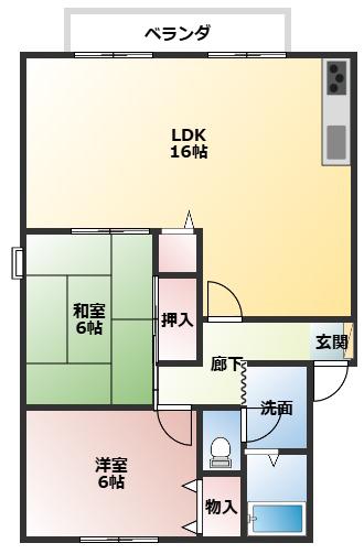 ラフィーネA(3DK/1階)の間取り写真