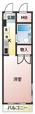 リオグランデー由希(ワンルーム/4階)の間取り写真