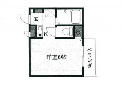 ラポールⅢ(1K/1階)の間取り写真