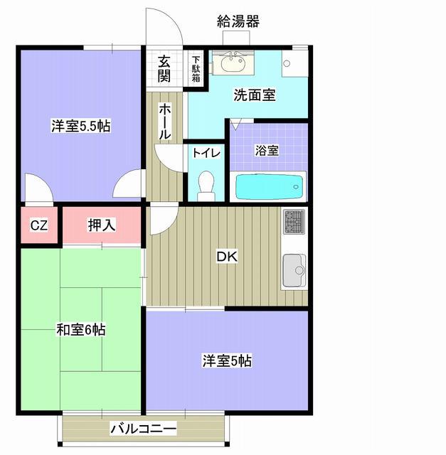 コージーコート橿原(3DK/2階)の間取り写真