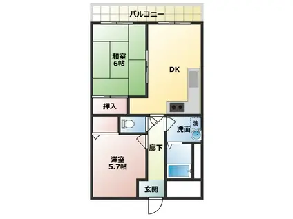 藤ハイツ(2LDK/3階)の間取り写真