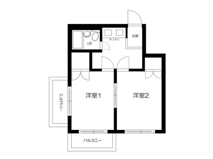 リバティ多摩川(2K/2階)の間取り写真