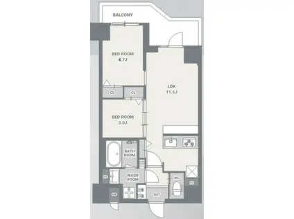 スプランディッド大島(2LDK/2階)の間取り写真