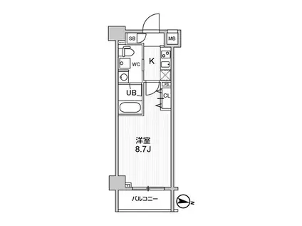 ジェノヴィア三ノ輪スカイガーデン(1K/6階)の間取り写真