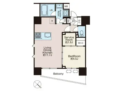 クラシアム文京白山(1SLDK/9階)の間取り写真