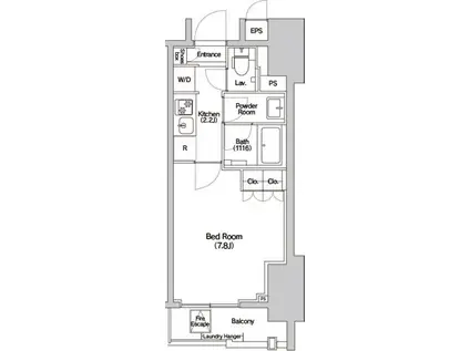 HALUWA芝公園(1K/15階)の間取り写真