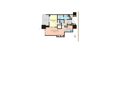 DEUX TOURS CANAL&SPA ウエスト(1LDK/35階)の間取り写真