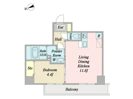 キュリアスK(1LDK/5階)の間取り写真