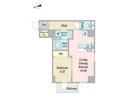 キュリアスK(1LDK/6階)の間取り写真