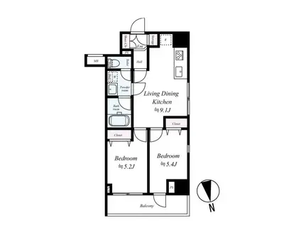 アイル大手町(2LDK/3階)の間取り写真