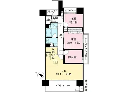 パークナード新梅田アーバンパレス(3LDK/3階)の間取り写真