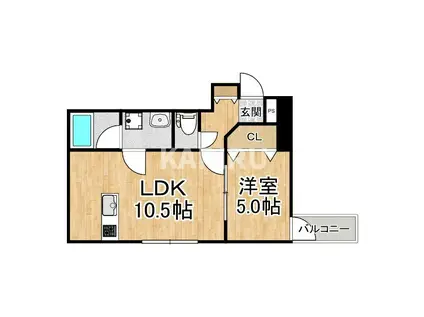 S APT.城北公園通(1LDK/2階)の間取り写真