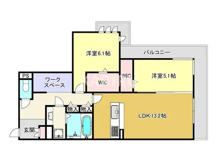 大阪市都島区網島町D-ROOM(2LDK/2階)の間取り写真