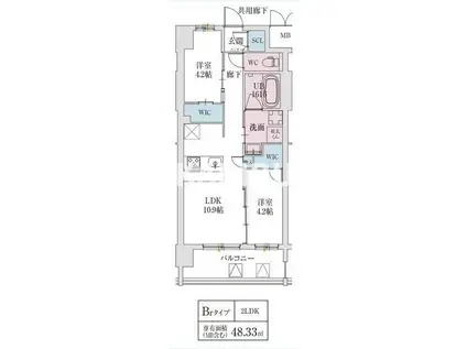 スプランディッド城東関目(2LDK/9階)の間取り写真
