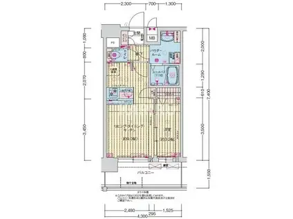 プレサンス緑橋ソレアス(1LDK/13階)の間取り写真