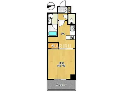 レクシア鶴見(1DK/4階)の間取り写真