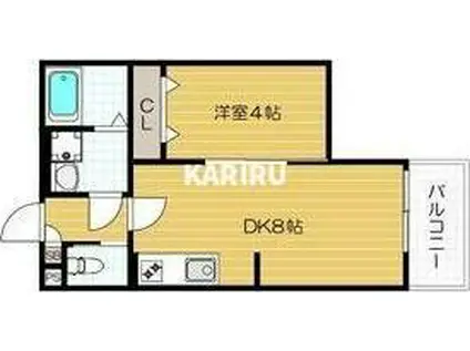 ALEGRIA鶴見区今津(1LDK/2階)の間取り写真