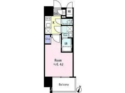 エスリード ザ・イーストレジデンス大阪城(1K/6階)の間取り写真