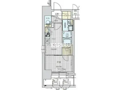 ワールドアイ大阪ウエスト GATE(1DK/10階)の間取り写真