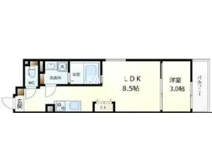 S-MOVE大阪鶴見(1LDK/3階)の間取り写真