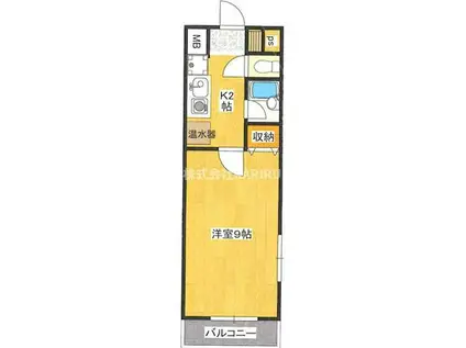 ベルエキップオグラン(1K/2階)の間取り写真