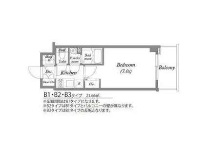 エスリード大阪クレストコート(1K/3階)の間取り写真