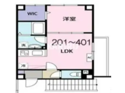 アリビラ鶴橋(1LDK/4階)の間取り写真