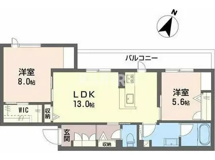シャーメゾン玉津(2LDK/2階)の間取り写真