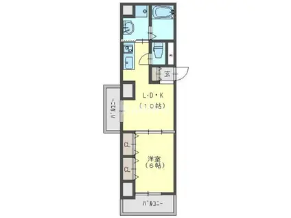 ラフィーネシャンブル(1LDK/2階)の間取り写真