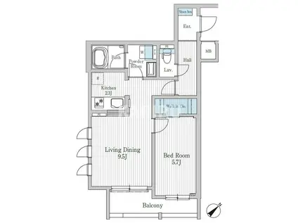 モクシオン大阪ベイ(1LDK/2階)の間取り写真