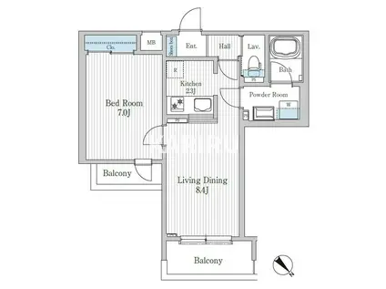 モクシオン大阪ベイ(1LDK/2階)の間取り写真