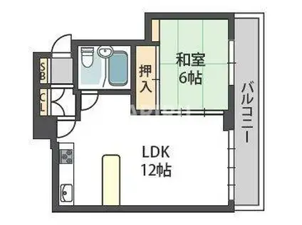 グランドールハタダ(1LDK/6階)の間取り写真