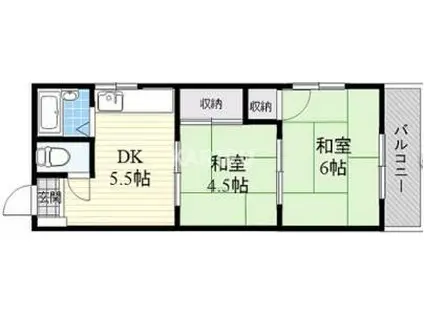 メゾン和光(2DK/4階)の間取り写真