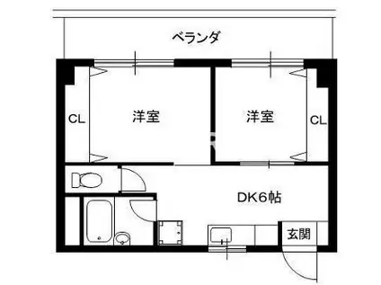 シャンピア片町(2DK/8階)の間取り写真