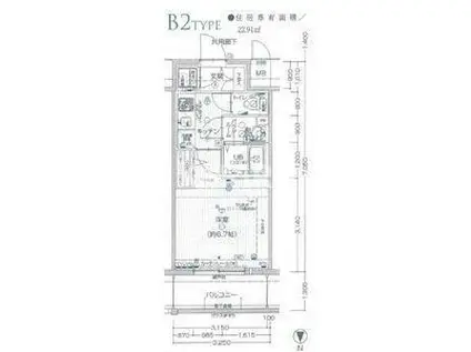 エスプレイス大阪城サウス(1K/15階)の間取り写真