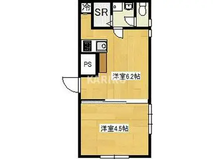 ラムールすみれ(1DK/2階)の間取り写真