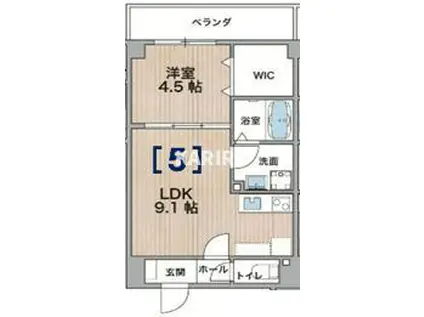 アルカンシェルコート緑橋(1LDK/1階)の間取り写真