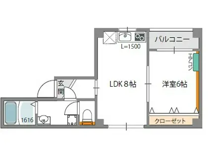 ランコントル巽(1LDK/3階)の間取り写真