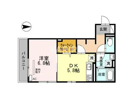 ソルプレーザ玉造(1DK/1階)の間取り写真