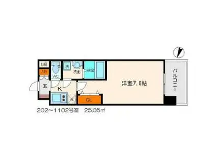 リッツ桜宮パークフロント(1K/6階)の間取り写真