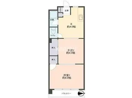 ツダフラット(2DK/3階)の間取り写真