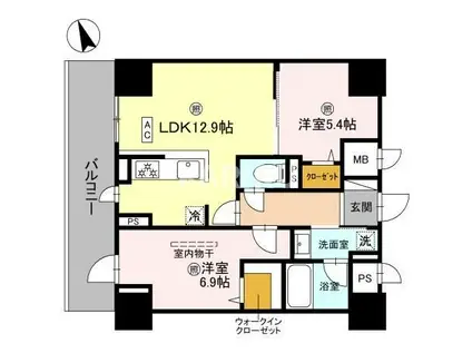 D-ROOM帝塚山(2LDK/2階)の間取り写真