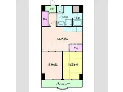 グリーンプラザマンション(2LDK/9階)の間取り写真