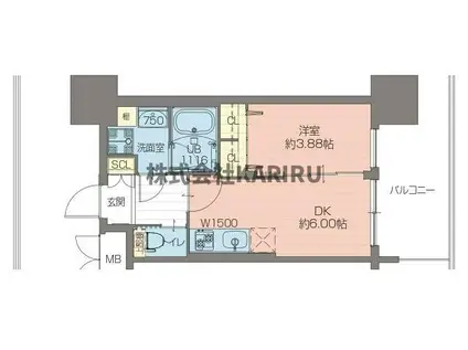 プレジオ関目(1DK/15階)の間取り写真