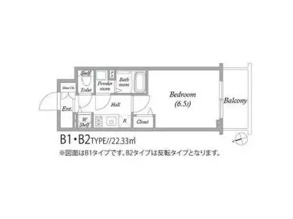 アドバンス大阪バレンシア(1K/14階)の間取り写真