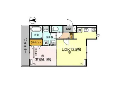 スペチアーレ巽中 D棟(1LDK/2階)の間取り写真