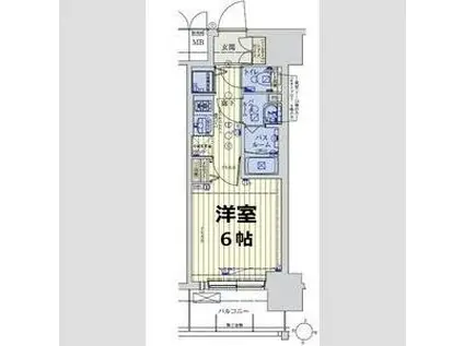 スワンズシティ大阪城ノース(1K/13階)の間取り写真
