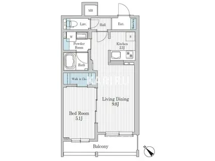 モクシオン大阪ベイ(1LDK/3階)の間取り写真